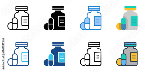 Medication icon set multiple style collection 
