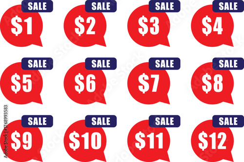 Vector illustration of red color price discount tags