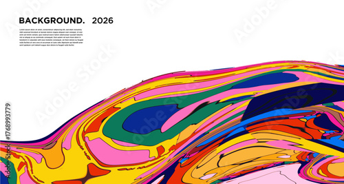 Vibrant abstract liquid marble background with pink, yellow, blue, purple, and orange swirls, creating a textured, colorful pattern ideal for posters or wallpapers.
