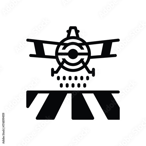 Black solid icon for crop dusting