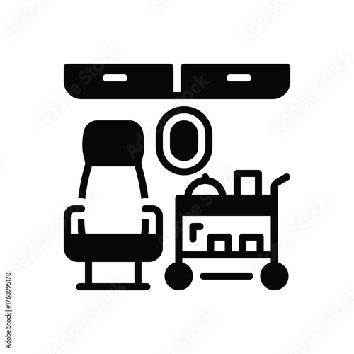 Black solid icon for airline catering