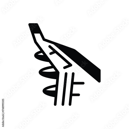 Black solid icon for airplane wing