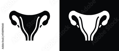 Uterus Illustration Lungs Symbol. Internal organs vector icon, human bones and skeleton anatomy illustration, human body parts, human organs icon. Black and white flat human organs vector icon.