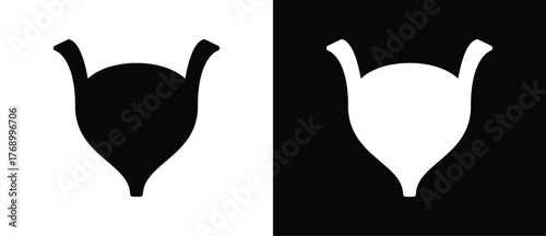 Science Illustration Bladder Symbol, internal organs vector icon, human bone and skeleton anatomy illustration, human body parts, human organ icon. Black and white flat human organ vector icon.