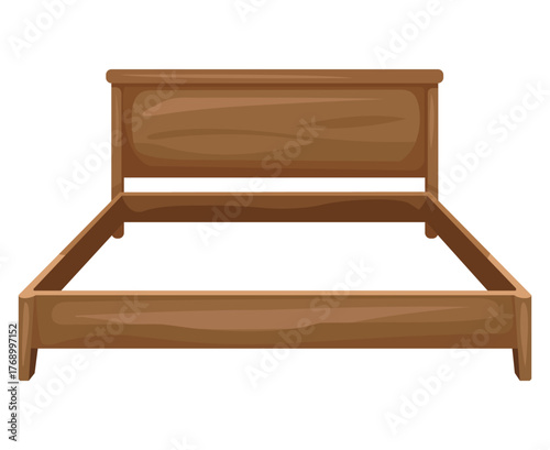 Simple wooden bed frame illustration with a classic design aesthetic