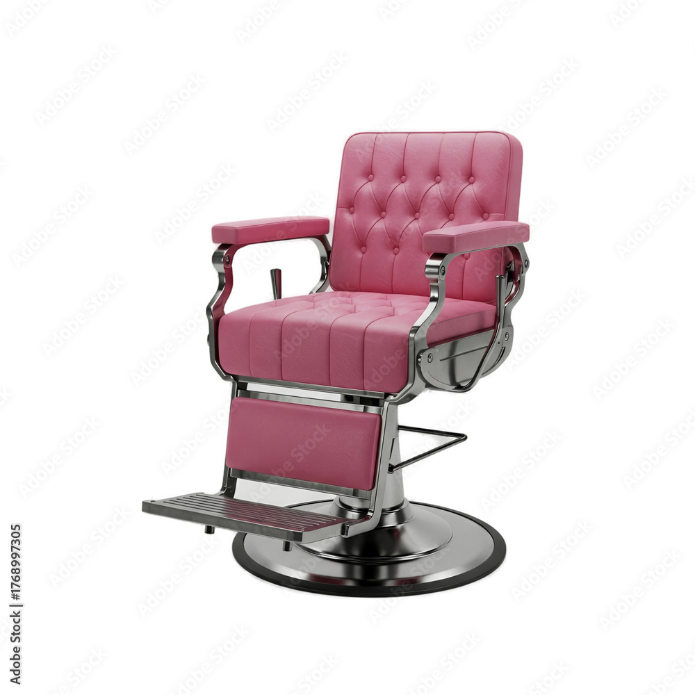 Fototapeta premium Pink Tufted Barber Chair Isolated Realistic 3D Render