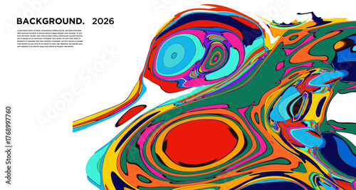 Vibrant abstract liquid marble background with pink, yellow, blue, purple, and orange swirls, creating a textured, colorful pattern ideal for posters or wallpapers.
