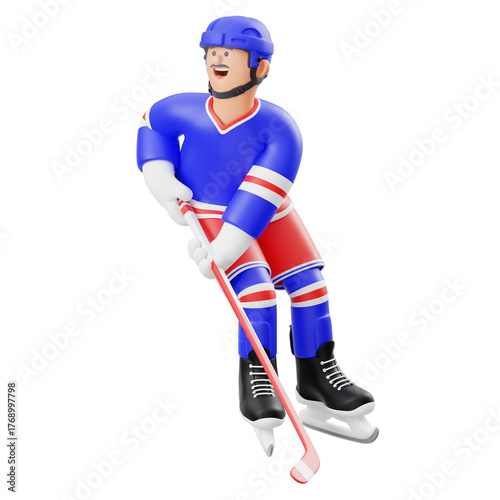 Photography 3D Render of Hockey Player with Stick