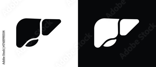 Liver Symbol Science Illustration, internal organs vector icon, human bone and skeleton anatomy illustration, human body parts, human organ icon. Black and white flat human organ vector icon.