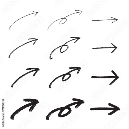 鉛筆・マーカーの手書き矢印 いろいろセット