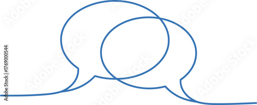 Two overlapping speech bubbles icon. Line art symbol for a chat, communication, and dialogue