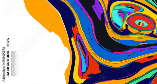 Vibrant abstract liquid marble background with pink, yellow, blue, purple, and orange swirls, creating a textured, colorful pattern ideal for posters or wallpapers.
