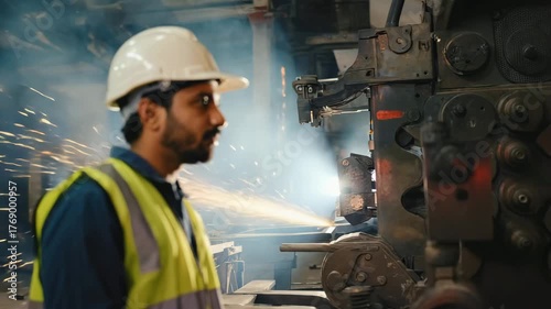 industrial worker welding