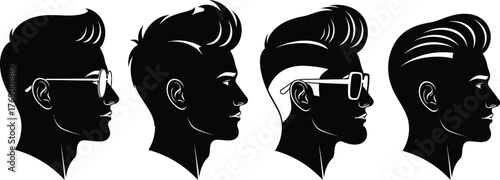 Mens hairstyles trends vector illustration modern haircuts and styles editable vector