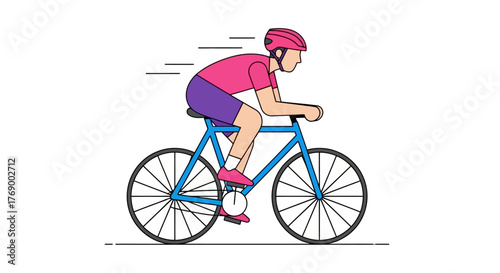 Cyclist riding a bicycle illustration, showcasing speed and athleticism for a dynamic visual experience