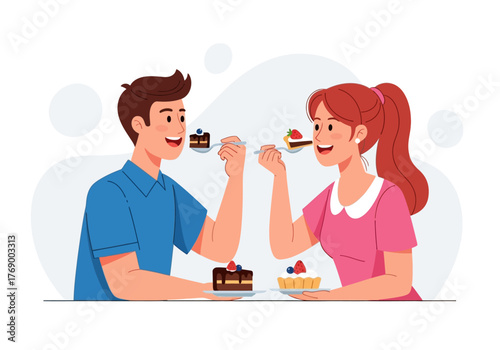 Celebrating love and togetherness over a delicious cake with berries. Perfect for anniversary, romantic themes, or bakery promotions.