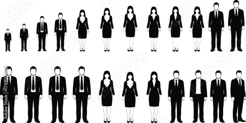 Business people vector silhouettes set for design and infographic use editable vector