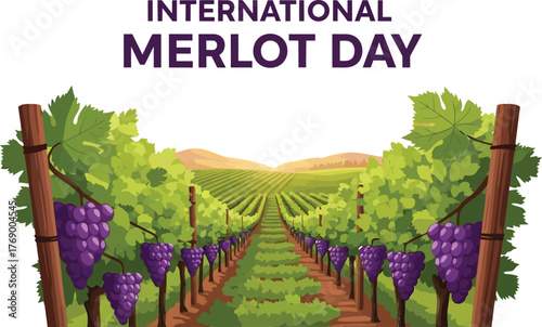 International merlot day banner, celebrating popular red wine and its rich flavor profile