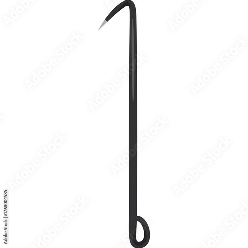 Fotografie Illustration of a dark grey grappling hook tool with a sharp curved point and a