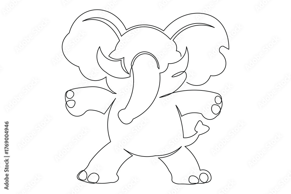 Obraz premium Minimalist elephant outline with single continuous line drawing illustration