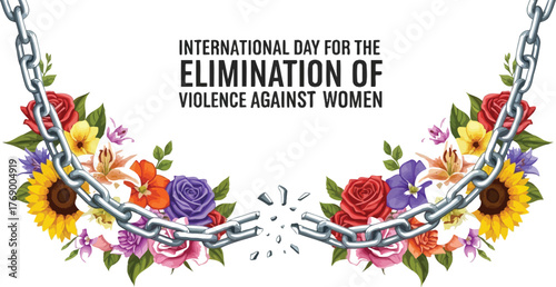 International day for elimination of violence against women with broken chain