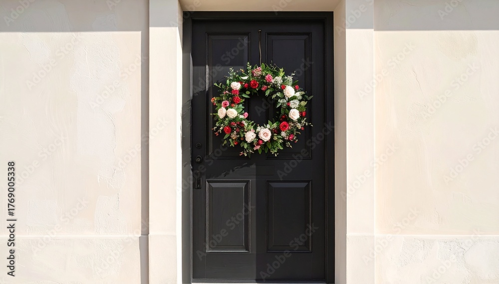 Fototapeta premium christmas wreath on the door, design concept