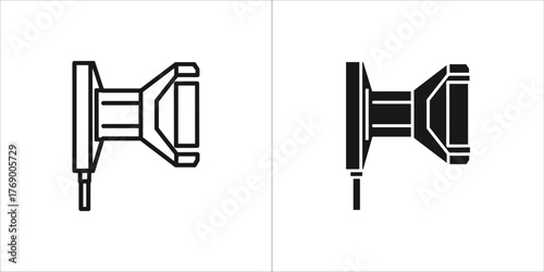 Outline and silhouette icon of a thumbtack
