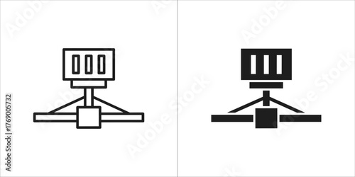 Network switch icon, simple outline and filled versions
