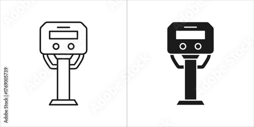 Parking meter icon, simple outline and filled versions