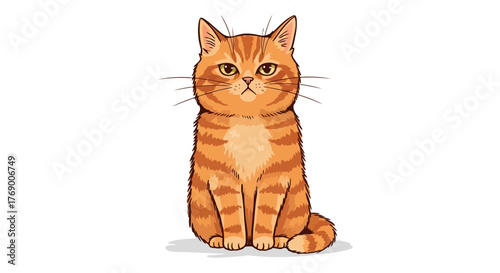 Charming ginger tabby cat illustration with a calm expression, perfect for pet-related designs, animated characters, or a friendly animal graphic asset