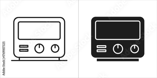 Two versions of a digital timer, one outline and one solid black