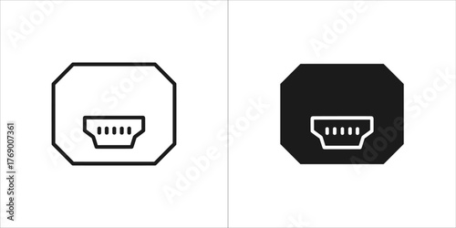 Hdmi port icon, outline and filled version