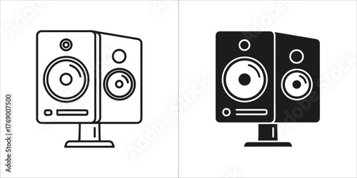 Two audio speaker icons, one outlined and one filled, on a