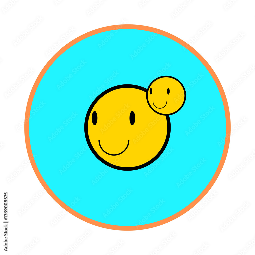 Fototapeta premium Two happy smiley faces on a blue background