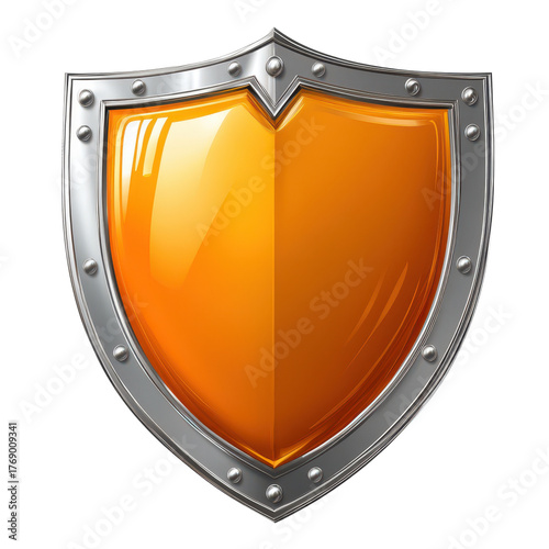 Orange defence shield vector illustration isolated on transparent background.