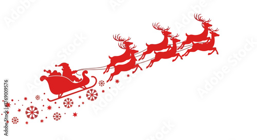 Santa Claus Sleigh Silhouette with Reindeer - Festive Holiday Design