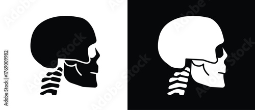 Skull icon. Kranial Illustration of human bones. orthopedic vector icon, illustration of human bones and skeleton anatomy, human body parts, Human organs vector icon flat black and white.