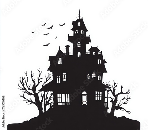 haunted house at night