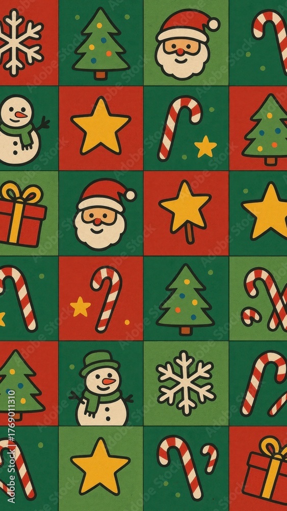 Fototapeta premium Festive Christmas pattern mobile wallpaper