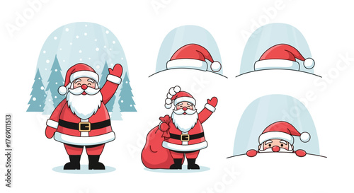 Festive Santa Claus Illustrations Set for Christmas