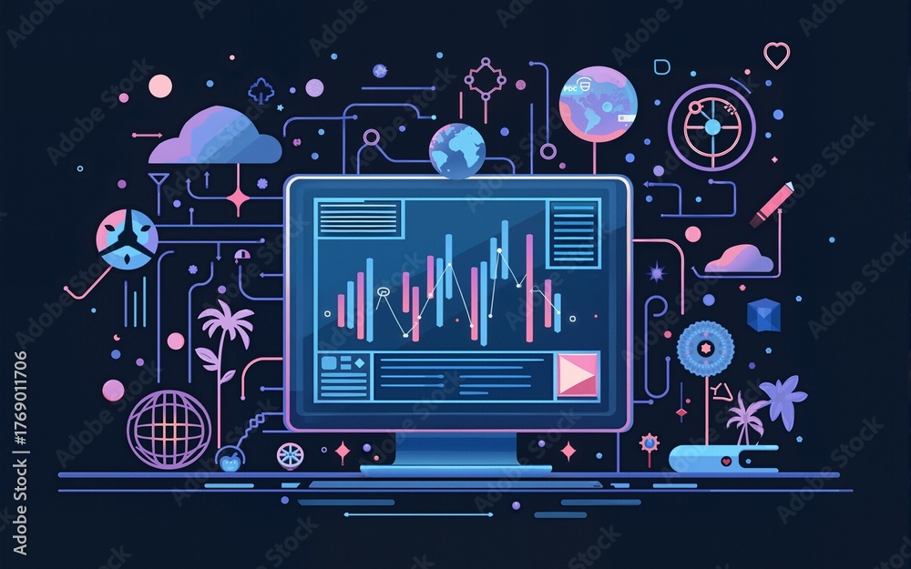 Obraz premium Vector line web concept for education. High quality