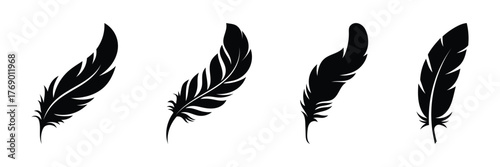 Bird feather icon set. Feather vector icons. Feather silhouette. EPS 10