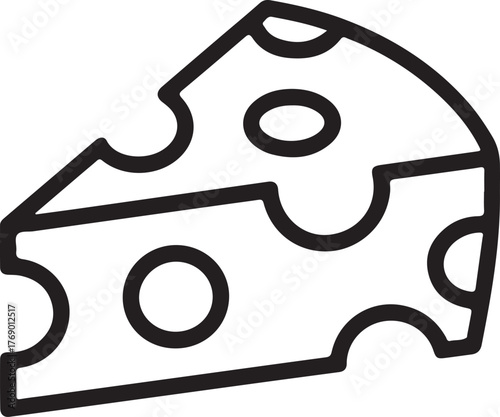 Simple outline drawing of a wedge of swiss cheese with holes