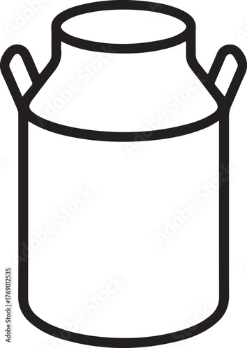 Simple line art illustration of a vintage milk can with handles
