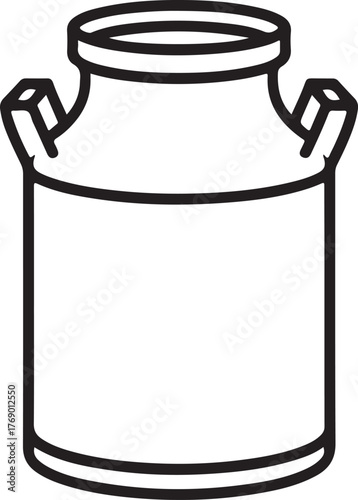 Vintage milk can outline drawing isolated on white background