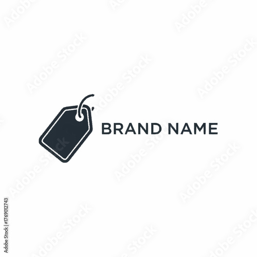 Brand name tag logo design concept for product promotion and marketing.