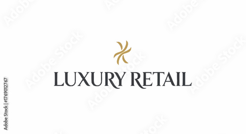Elegant Luxury Retail brand logo with golden abstract symbol.