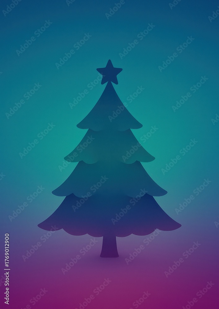 Fototapeta premium Vibrant silhouette Christmas tree wallpaper.