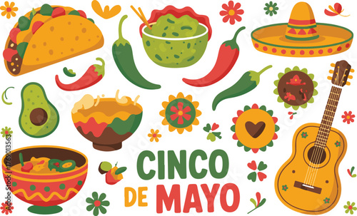 Set of assorted fruits and vegetables vector illustration