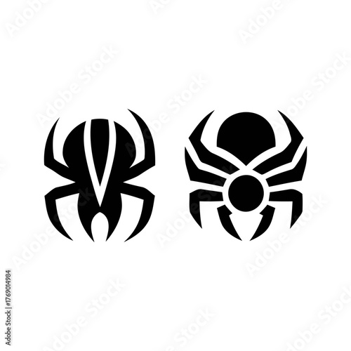 Stylized Arachnid Icons Set in Bold Black